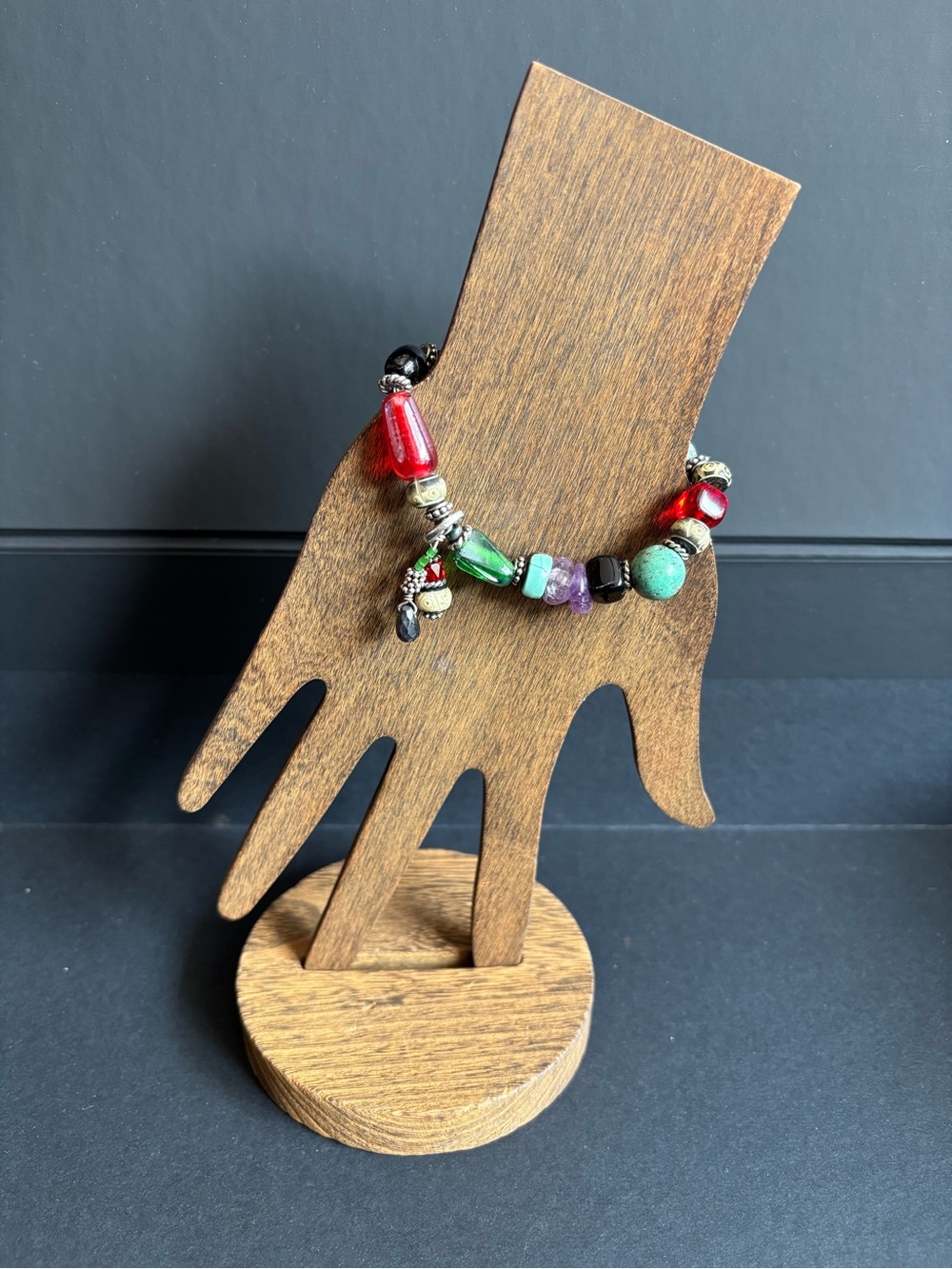 Handcrafted Southwestern Sterling Silver Multi-Gemstone Bracelet | Size 6.75” - Picture 9 of 12